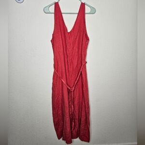 Wide Leg Jumpsuit in Red - Sleeveless V-Neck
